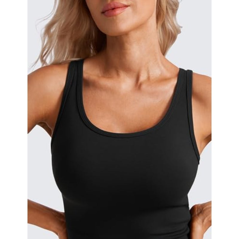 Womens Butterluxe Double Lined Tank Tops Scoop Neck Racerback Workout Tanks Sleeveless Casual Cropped Top - Image 5