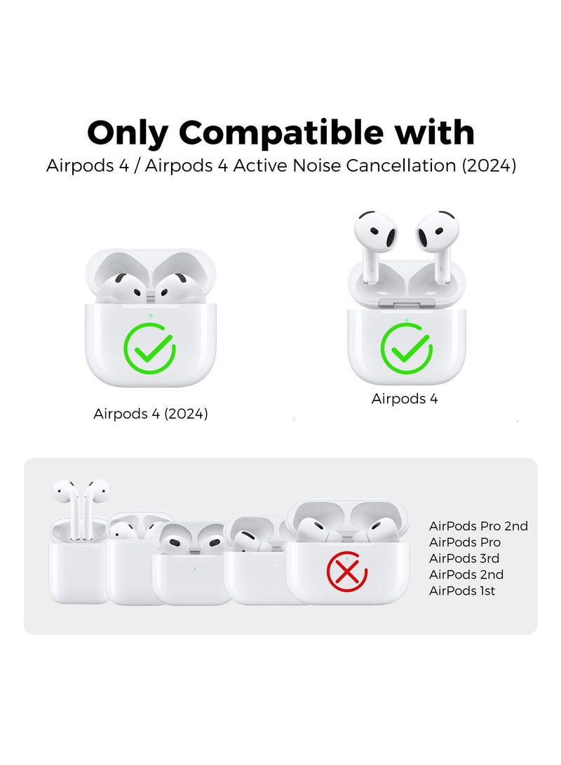 Silicone Soft Case Cover with Keychain for Air Pods 4 (2024) Soft TPU Rubber Air Pods 4 Generation Cover (Transparent) - Image 2
