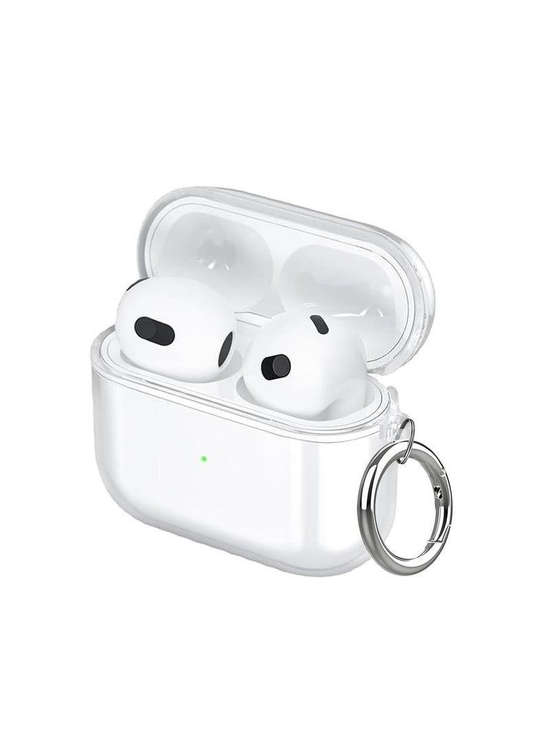 Silicone Soft Case Cover with Keychain for Air Pods 4 (2024) Soft TPU Rubber Air Pods 4 Generation Cover (Transparent) - Image 1