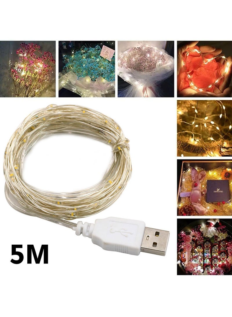ماركة غير محددة شريط إضاءة LED ديكوري بطول 5 متر إضاءة صفراء دافئة خافتة يعمل عبر USB، مرن وسهل التركيب للمنازل والمرايا والمكاتب وخلفيات التلفزيون  - Image 3