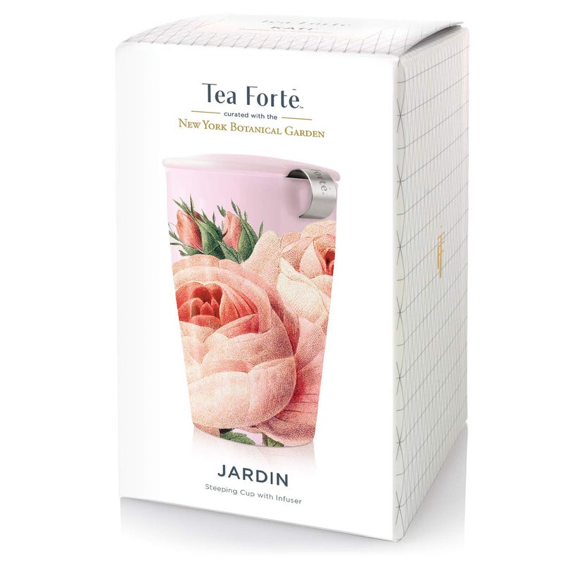 Tea Forte كوب شاي فورت كاتي جاردن، كوب شاي خزفي مع مصفاة وسلة مصفاة وغطاء لتخمير الشاي السائب - Image 2