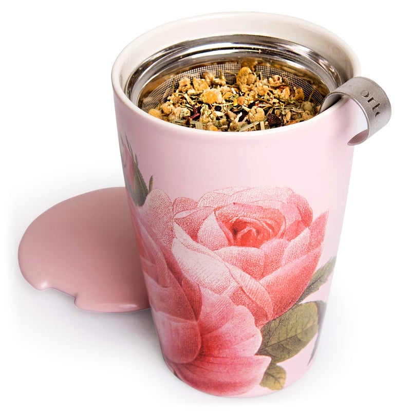 Tea Forte كوب شاي فورت كاتي جاردن، كوب شاي خزفي مع مصفاة وسلة مصفاة وغطاء لتخمير الشاي السائب - Image 3