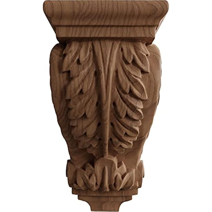 CORW03X04X07ACGM 3 1/2-INCH W X 4-INCH D X 7-INCH H SMALL ACANTHUS WOOD CORBEL, MAHOGANY - Image 2