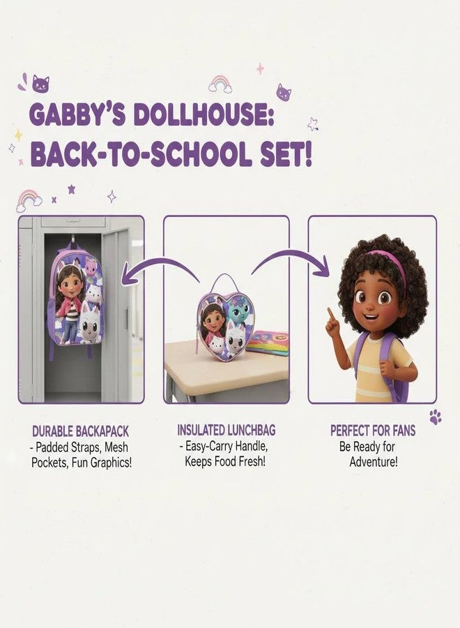 Fast Forward Gabby's Dollhouse 16" Backpacks With Lunch Bag - Licensed Characters Kids Schoolbag - Image 4