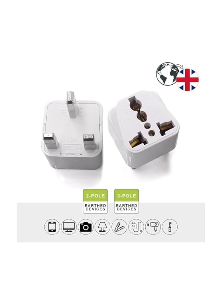 erorex Plug Converter, 3-Pin Travel Adapter Plug, Universal Socket Travel Adaptor Converter for Business Trip Holiday Hotel Airport (White)  - Image 3