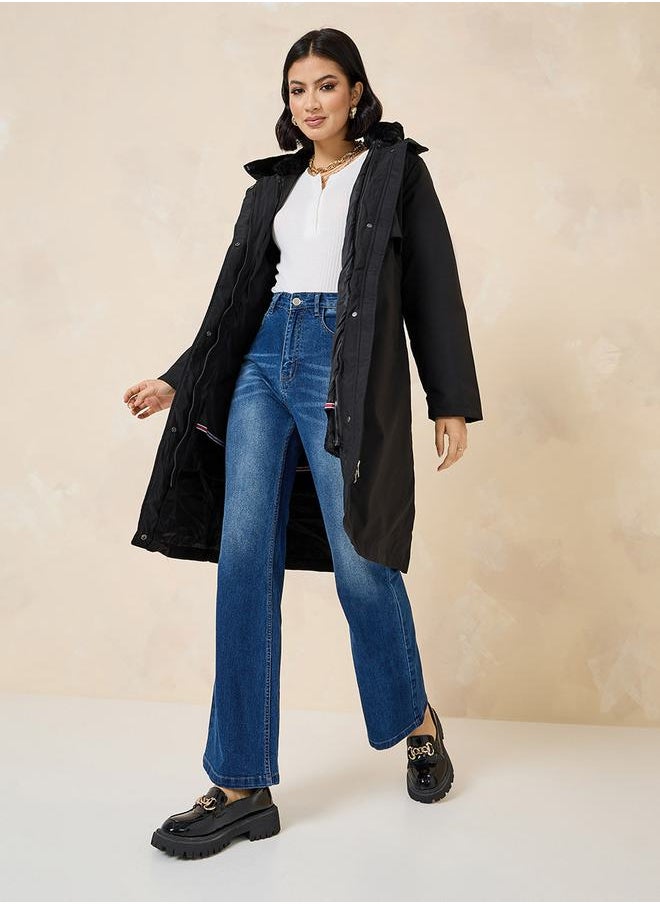 Styli - Oversized Faux Fur Hooded Knee Length Parka - Image 1