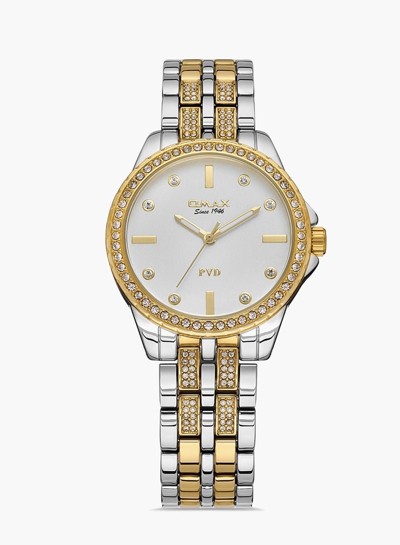 Omax Women's Luxury Wrist Watch, Watches for Women, Stainless Watches, Crystal Steel Band, White Round Dial, Waterproof Watch, 1 Year Warranty - Image 1