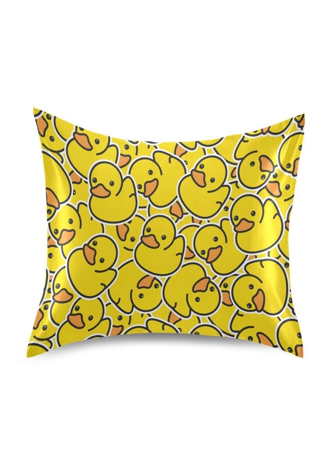 KOPIRIT Rubber Duck Pillow Covers Silk Pillowcase for Hair and Skin Soft and Smooth Cooling Satin Pillowcase Standard Size Pillow Case for Bed Bedroom Women Boys Girls (20x26 Inch) - Image 1