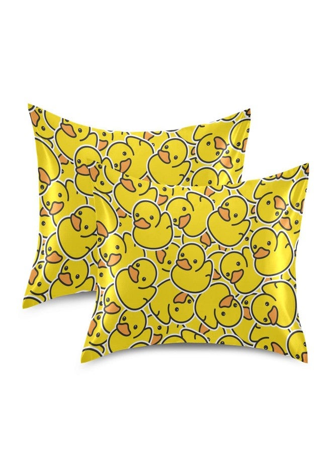KOPIRIT Rubber Duck Pillow Covers Silk Pillowcase for Hair and Skin Soft and Smooth Cooling Satin Pillowcase Standard Size Pillow Case for Bed Bedroom Women Boys Girls (20x26 Inch) - Image 2