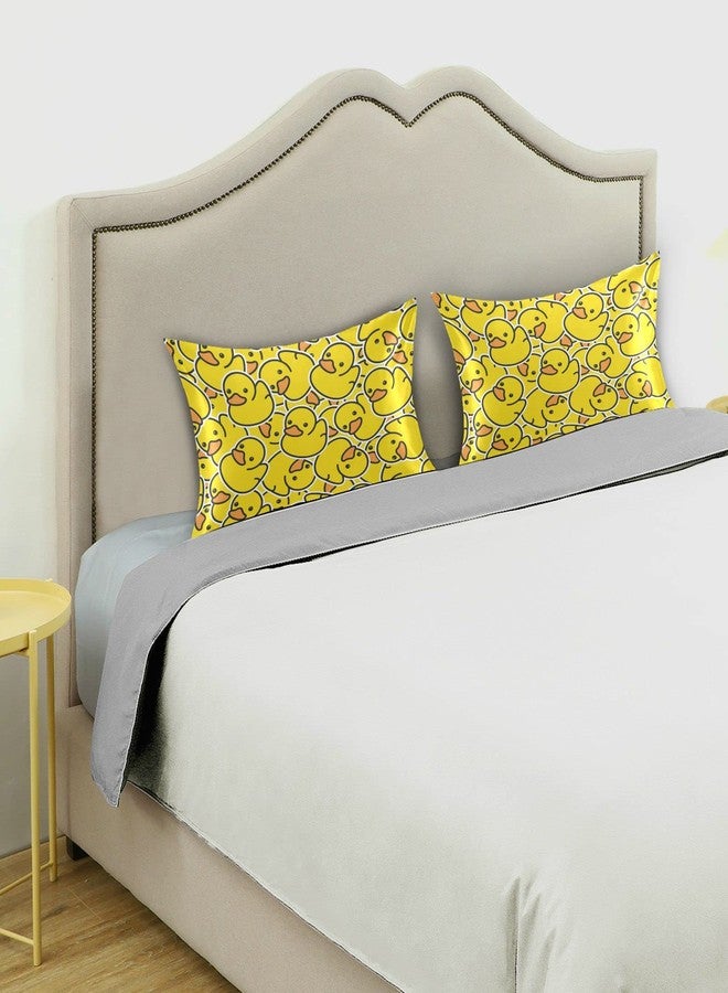 KOPIRIT Rubber Duck Pillow Covers Silk Pillowcase for Hair and Skin Soft and Smooth Cooling Satin Pillowcase Standard Size Pillow Case for Bed Bedroom Women Boys Girls (20x26 Inch) - Image 5