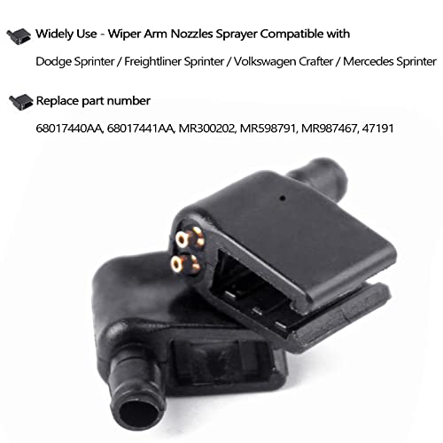 Xislet Upgraded 2 Pack Aimable Brass Windshield Washer Wiper Arm Nozzles Compatible with Mercedes and Dodge Sprinter Van RV Truck Wiper Sprayer Replace 47191/68017440AA - Image 3