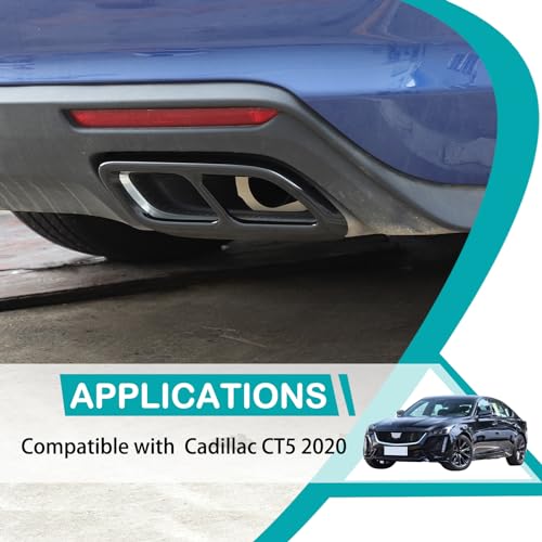 Hudiriy Tailpipe Exhaust Muffler Tail Pipe Cover Trim Decal Exterior Accessories Compatible with Cadillac CT4 CT5 2020-2023 Tail Pipe Trim (Black) - Image 2