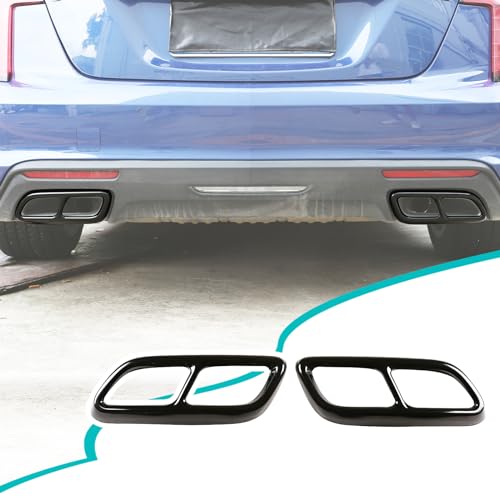 Hudiriy Tailpipe Exhaust Muffler Tail Pipe Cover Trim Decal Exterior Accessories Compatible with Cadillac CT4 CT5 2020-2023 Tail Pipe Trim (Black) - Image 1