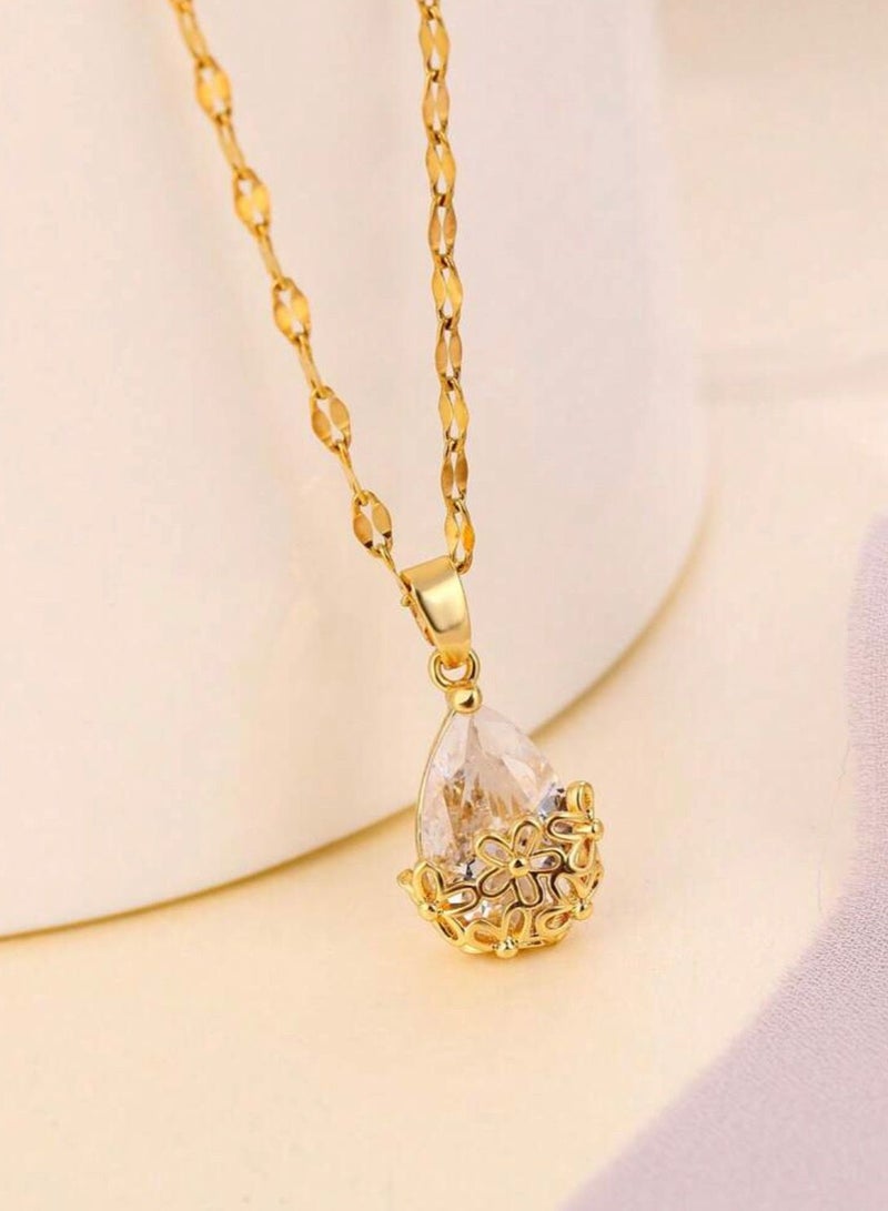 نونز أب سلسال نسائي أنيق مصنوع من الاستانلس ستيل مطلي باللون الذهبي عيار 18 - Image 1