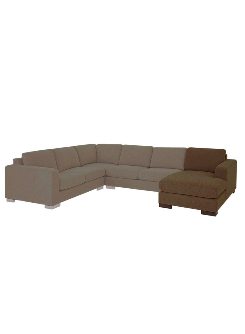 House One Right Corner Sofa with Left Armrest Upholstered in Linen - Brown - Image 4