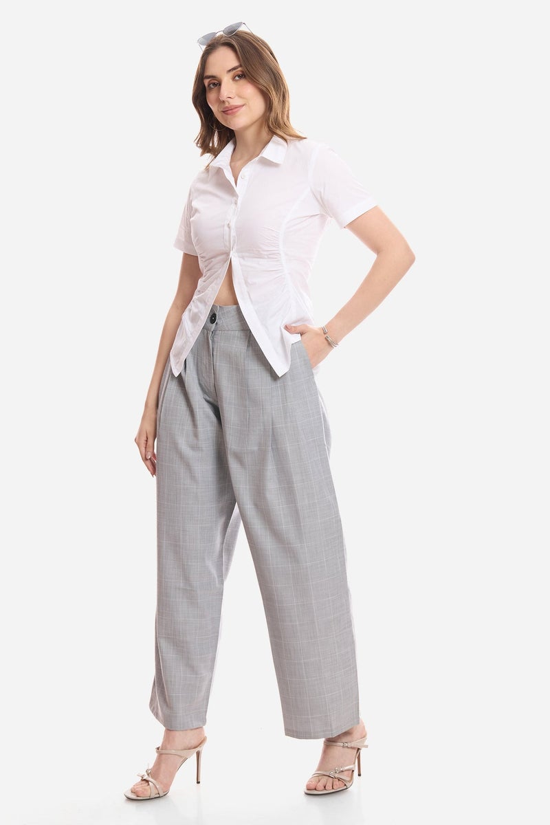 Virgio Solid Cotton Shirt With Asymmetric Hem for Women - Image 2