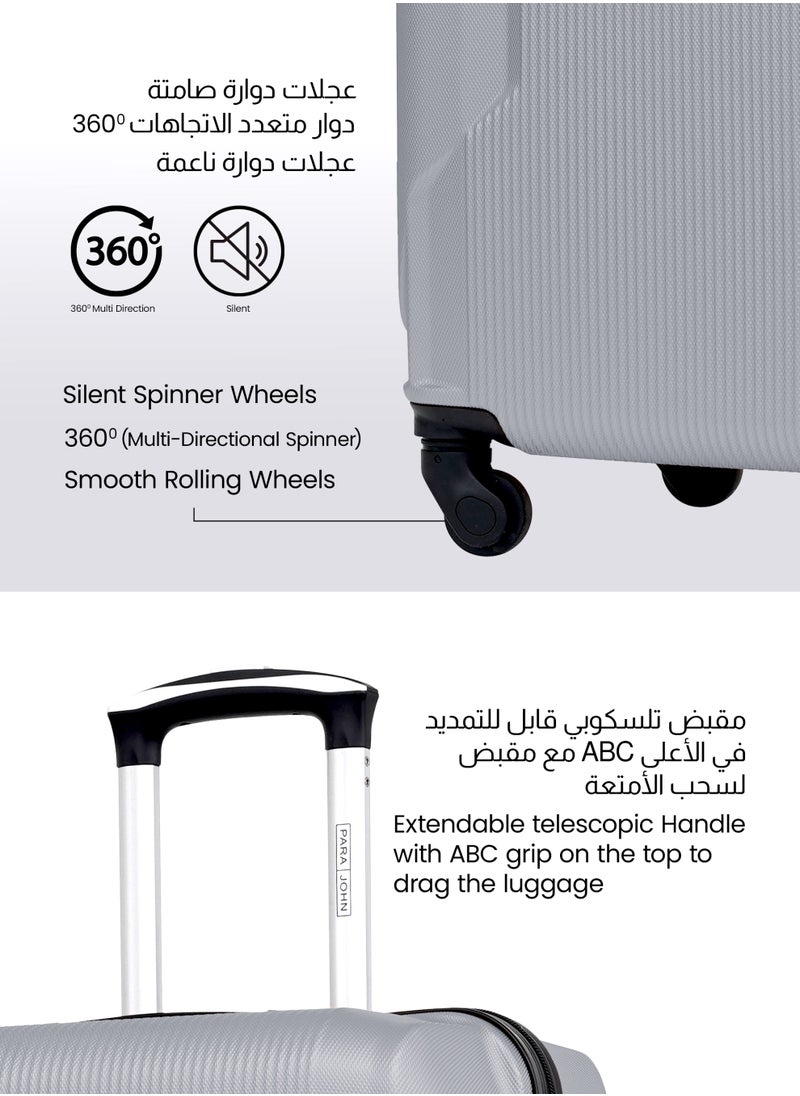 PARAJOHN Sparkle ABS Hardside Spinner Luggage Trolley Set Silver  - Image 3