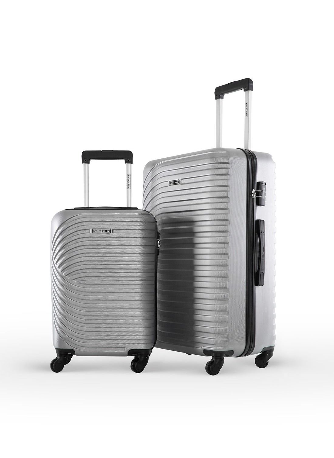 PARAJOHN Sparkle ABS Hardside Spinner Luggage Trolley Set Silver 