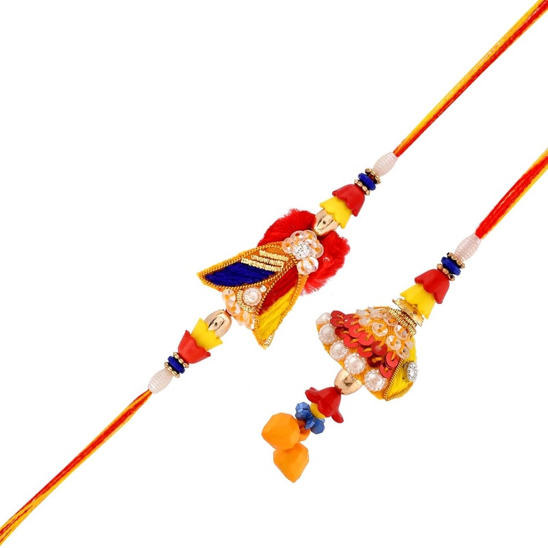 Ascension Peacock Designer Couple Rakhi for Brother and Bhabhi Rakhi for Brother on Raksha Bandhan Stone Lumba Rakhi for Bhabhi with Best Brother Fridge Magnet Roli Tilak - Image 2