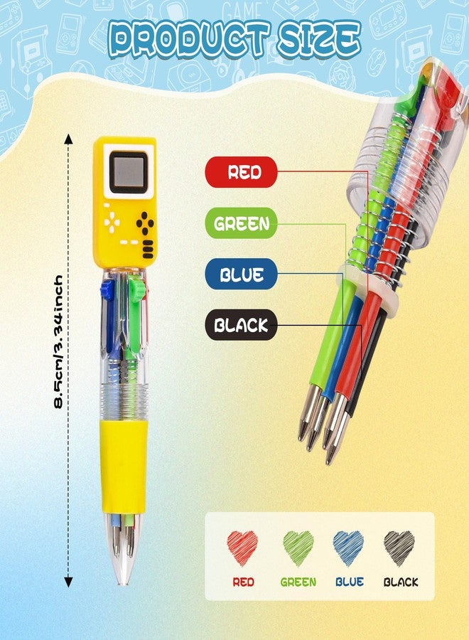 LiYiQ 24 Pcs Video Game Multicolor Pen in One Cartoon Cute Fun 4-in-1 Cute Pens Bulk Kawaii Games Handle Level Up Games Console Shape Cool Ballpoint Pens for Fun Gifts - Image 2
