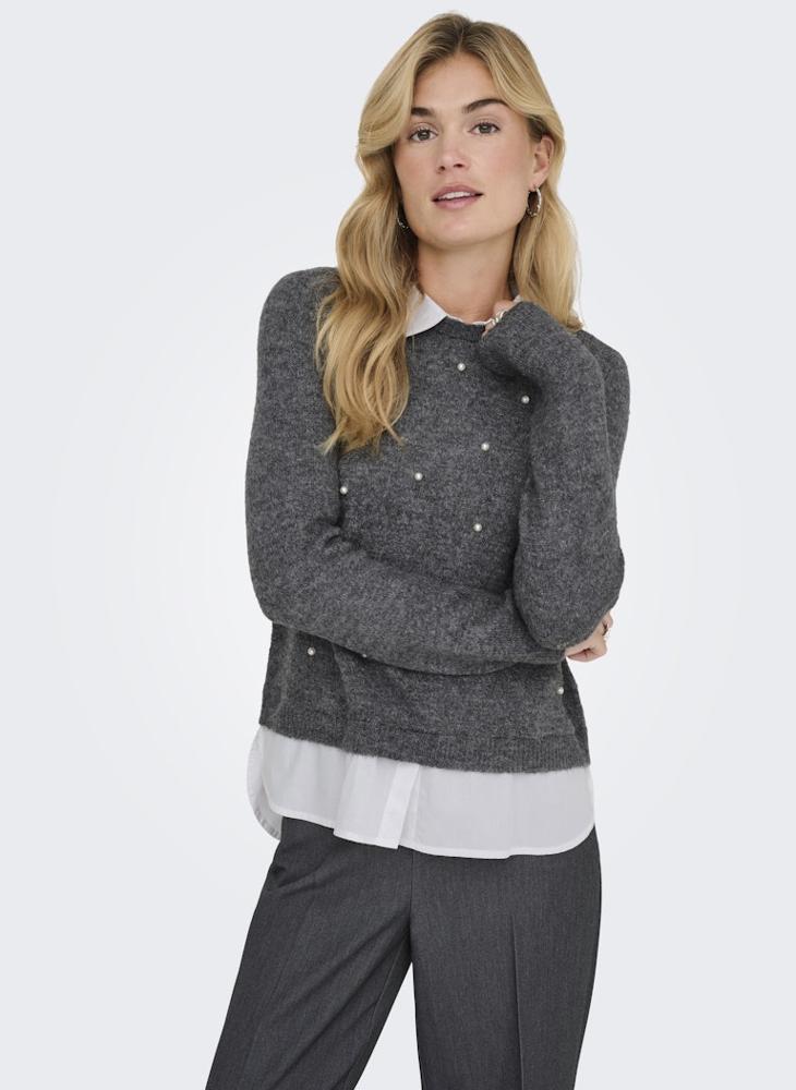 ONLY Onldolly Pearl Detailed Pull Over Knitted Sweater - Image 3