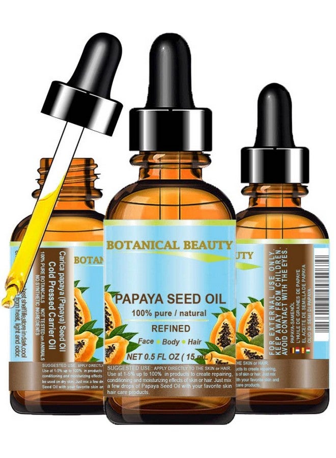 Botanical Beauty Papaya Seed Oil. 100% Pure / Natural / Undiluted /Refined Cold Pressed Carrier Oil. 0.5 Fl.Oz. 15 Ml. For Skin Hair And Lip Care. - Image 1