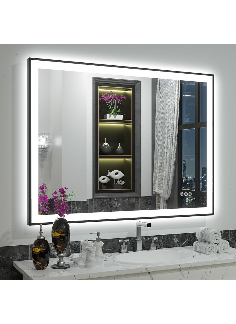 CHARMOR CHARMOR 40x32 Led Lighted Bathroom Mirror Dimmable Framed Vanity Mirror with Lights Backlit and Front Lighted Mirror for Wall AntiFogHorizontalVertical 