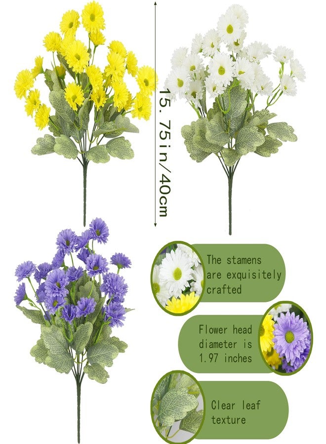 GhuaH 3 Pcs Artificial Flowers for Outdoors Silk Flowers UV Resistant Faux Flowers for Outdoor Planters Realistic Spring Decor Artificial Dahlia Flowers for Front Door Porch Patio Balcony Yard Mix - Image 2