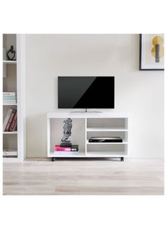 DANUBE HOME Valeria TV Cabinet For Up To 32 Inches TV Entertainment Wall Unit Furniture Wooden TV Stand For Living Room Bedroom TV Rack L90xW30xH54 cm White  - Image 1