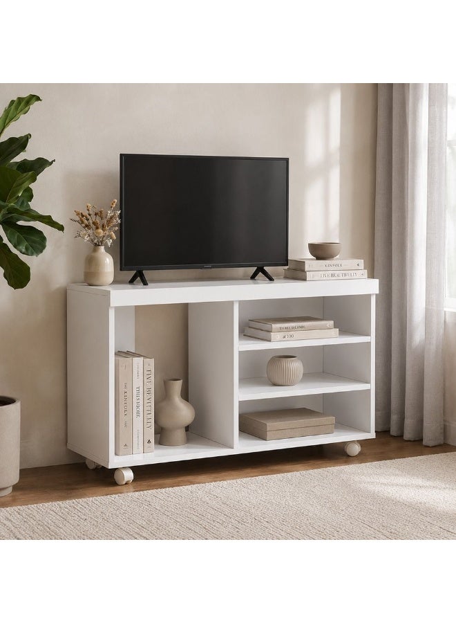DANUBE HOME Valeria TV Cabinet For Up To 32 Inches TV Entertainment Wall Unit Furniture Wooden TV Stand For Living Room Bedroom TV Rack L90xW30xH54 cm White - Image 1