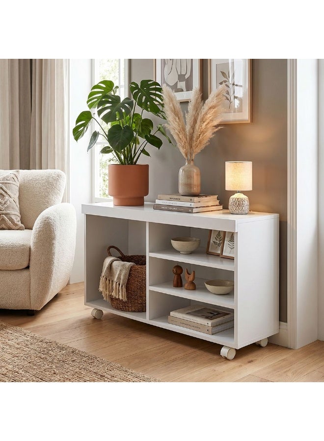 DANUBE HOME Valeria TV Cabinet For Up To 32 Inches TV Entertainment Wall Unit Furniture Wooden TV Stand For Living Room Bedroom TV Rack L90xW30xH54 cm White - Image 5