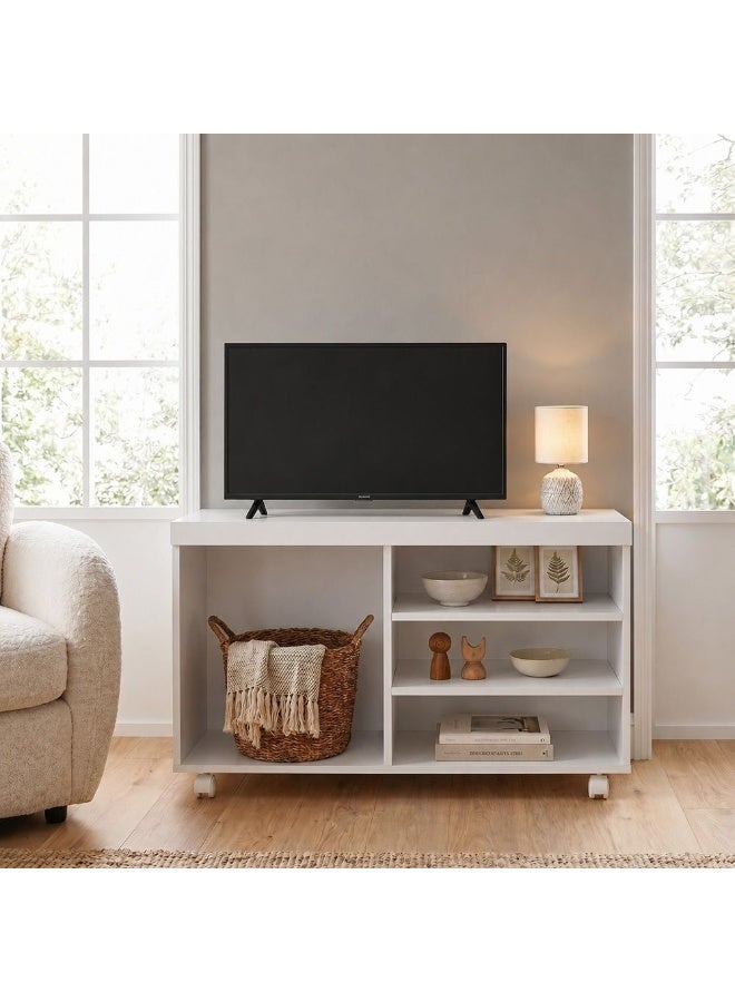 DANUBE HOME Valeria TV Cabinet For Up To 32 Inches TV Entertainment Wall Unit Furniture Wooden TV Stand For Living Room Bedroom TV Rack L90xW30xH54 cm White - Image 2