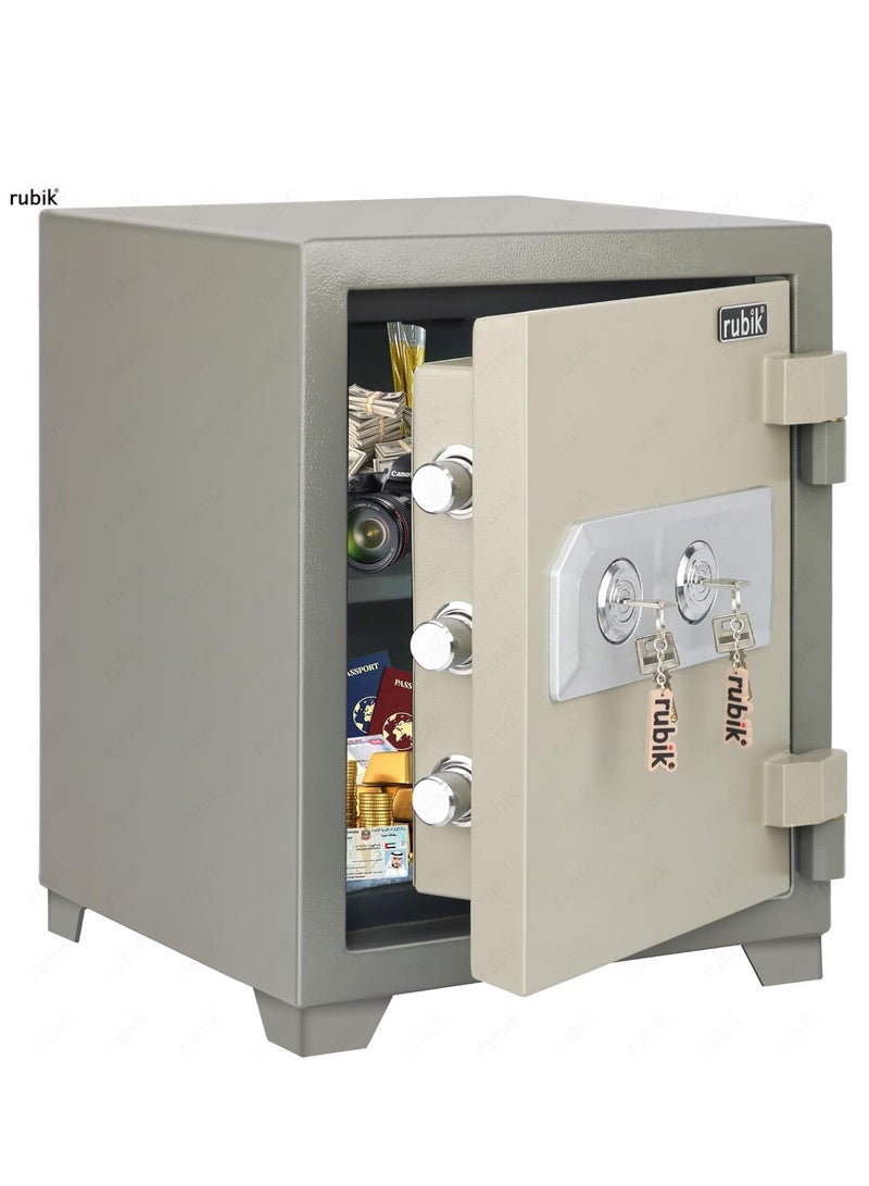 Rubik Fireproof Safe Box 60Kg, Dual Lock, Key Operated, 2 Hours Fire Rated Safety Locker RB-480LB (48x37x37cm)  - Image 2