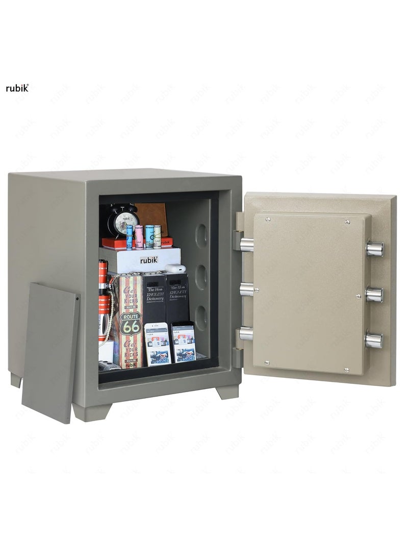 Rubik Fireproof Safe Box 60Kg, Dual Lock, Key Operated, 2 Hours Fire Rated Safety Locker RB-480LB (48x37x37cm)  - Image 3