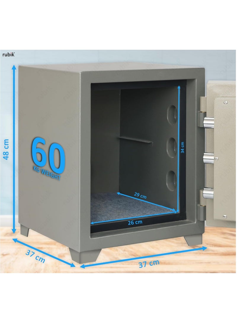 Rubik Fireproof Safe Box 60Kg, Dual Lock, Key Operated, 2 Hours Fire Rated Safety Locker RB-480LB (48x37x37cm)  - Image 4