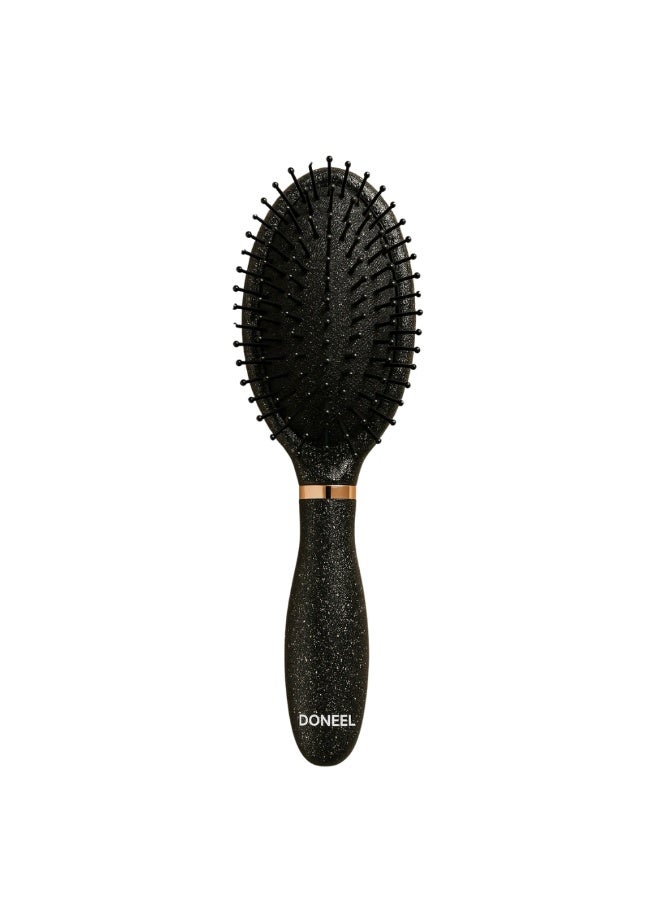 Doneel Natural Scalp Friendly Plastic Hair Brush Soft Medium Pins- Black