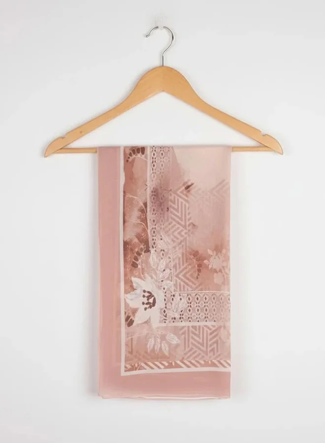 عبايات لمحة طرحة شيفون بنقشة هندسية وردية