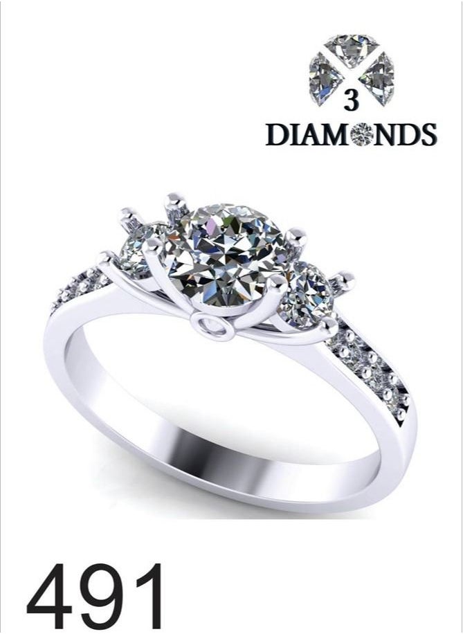 3Diamonds - Ring For Women platinum Plated-silver - Image 1