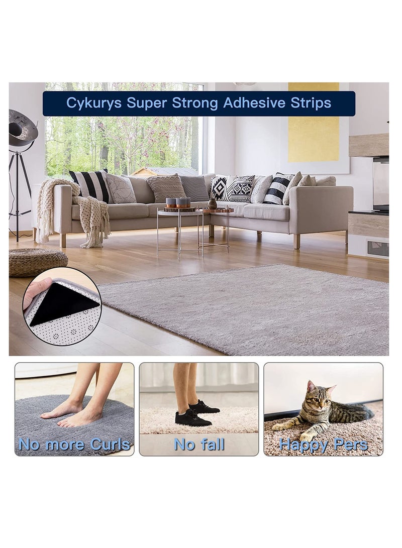 12Pcs Non-Slip Rug Grippers for Hardwood & Tile Floors - Easy Peel Off Carpet Pads to Keep Area Rugs Flat (Black) - Image 4