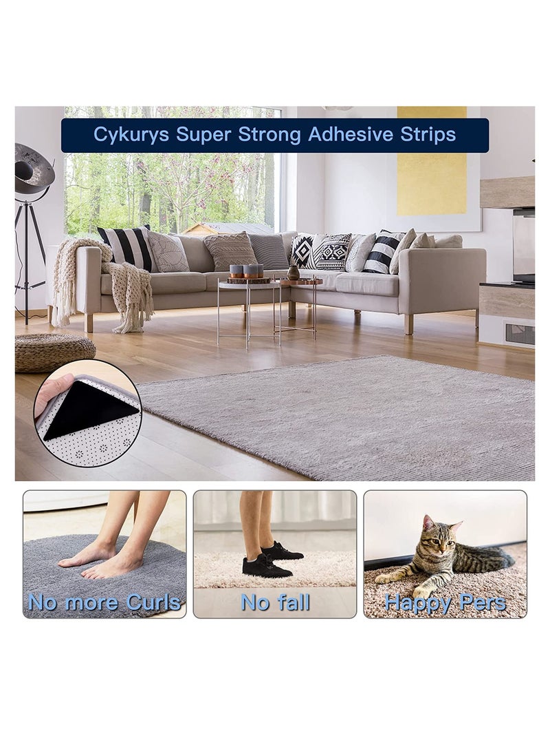 12Pcs Non-Slip Rug Grippers for Hardwood & Tile Floors - Easy Peel Off Carpet Pads to Keep Area Rugs Flat (Black) - Image 5