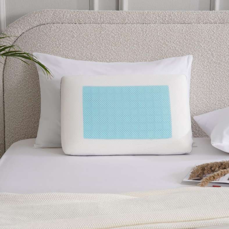 Pan Home Lenzi Cool Gel Memory Foam Pillow - 36x56x12cm - White - Image 1