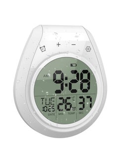 Digital Wall Waterproof Clock Timer, Bathroom Shower Kitchen Wall Clock with Alarm and Big LCD, Suction Cup Hanging Hole Countdown Timer