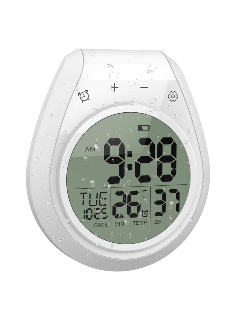SYOSI - Digital Wall Waterproof Clock Timer, Bathroom Shower Kitchen Wall Clock with Alarm and Big LCD, Suction Cup Hanging Hole Countdown Timer - Image 1