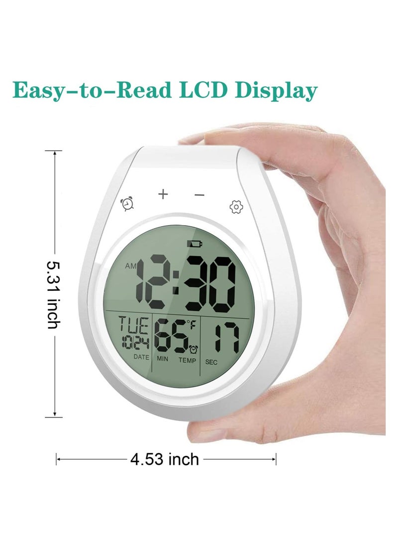 SYOSI - Digital Wall Waterproof Clock Timer, Bathroom Shower Kitchen Wall Clock with Alarm and Big LCD, Suction Cup Hanging Hole Countdown Timer - Image 1
