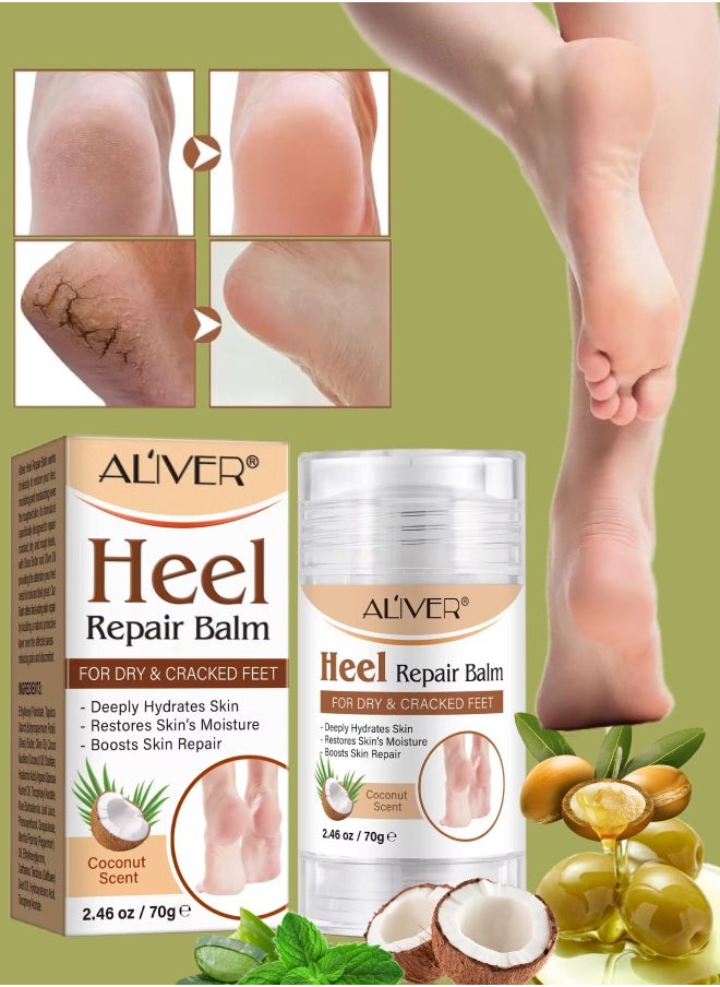 ALIVER - 70g Heel Repair Balm for Dry and Cracked Feet Heel Repair Cream with Shea Butter Coconut and Olive Oil Deeply Hydrates Skin Restore Skin Moisture Boosts Dry and Damaged Skin Repair Nourish Foot Cream - Image 1