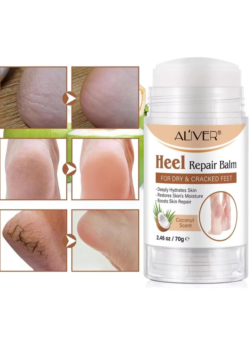 ALIVER - 70g Heel Repair Balm for Dry and Cracked Feet Heel Repair Cream with Shea Butter Coconut and Olive Oil Deeply Hydrates Skin Restore Skin Moisture Boosts Dry and Damaged Skin Repair Nourish Foot Cream - Image 1