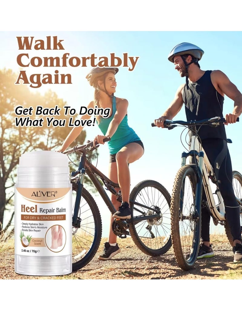ALIVER - 70g Heel Repair Balm for Dry and Cracked Feet Heel Repair Cream with Shea Butter Coconut and Olive Oil Deeply Hydrates Skin Restore Skin Moisture Boosts Dry and Damaged Skin Repair Nourish Foot Cream - Image 1
