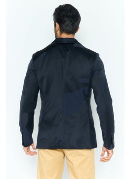 EMPORIO ARMANI Men Regular Fit Abstract Semi Formal Blazer, Navy Combo  - Image 4