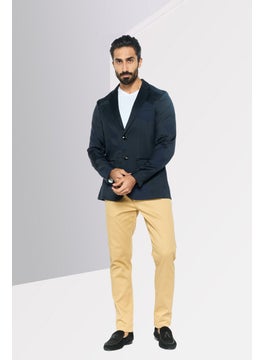 EMPORIO ARMANI Men Regular Fit Abstract Semi Formal Blazer, Navy Combo  - Image 2