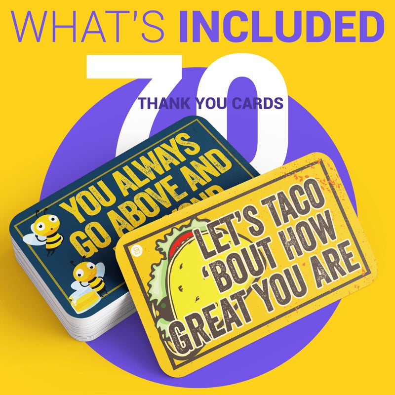 Briston Kudos Punny Thank You Cards â€“ 70 Funny Appreciation Cards with Blank Backs â€“ Cute Pun Designs for Employee Recognition Teacher Gifts Coworkers Staff Team Morale Office Motivation - Image 4